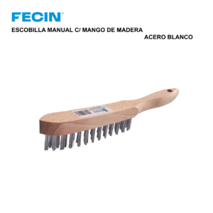 ESCOBILLA MANUAL C MANGO DE MADERA ACERO BLANCO